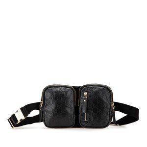 Gucci Guccissima Body Bag/Waist Bag 246417 Black Leather Women's GUCCI
